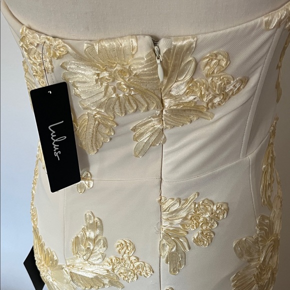 Lulu's Strapless ligth yellow dress Floral Dress nwt - Picture 7 of 11